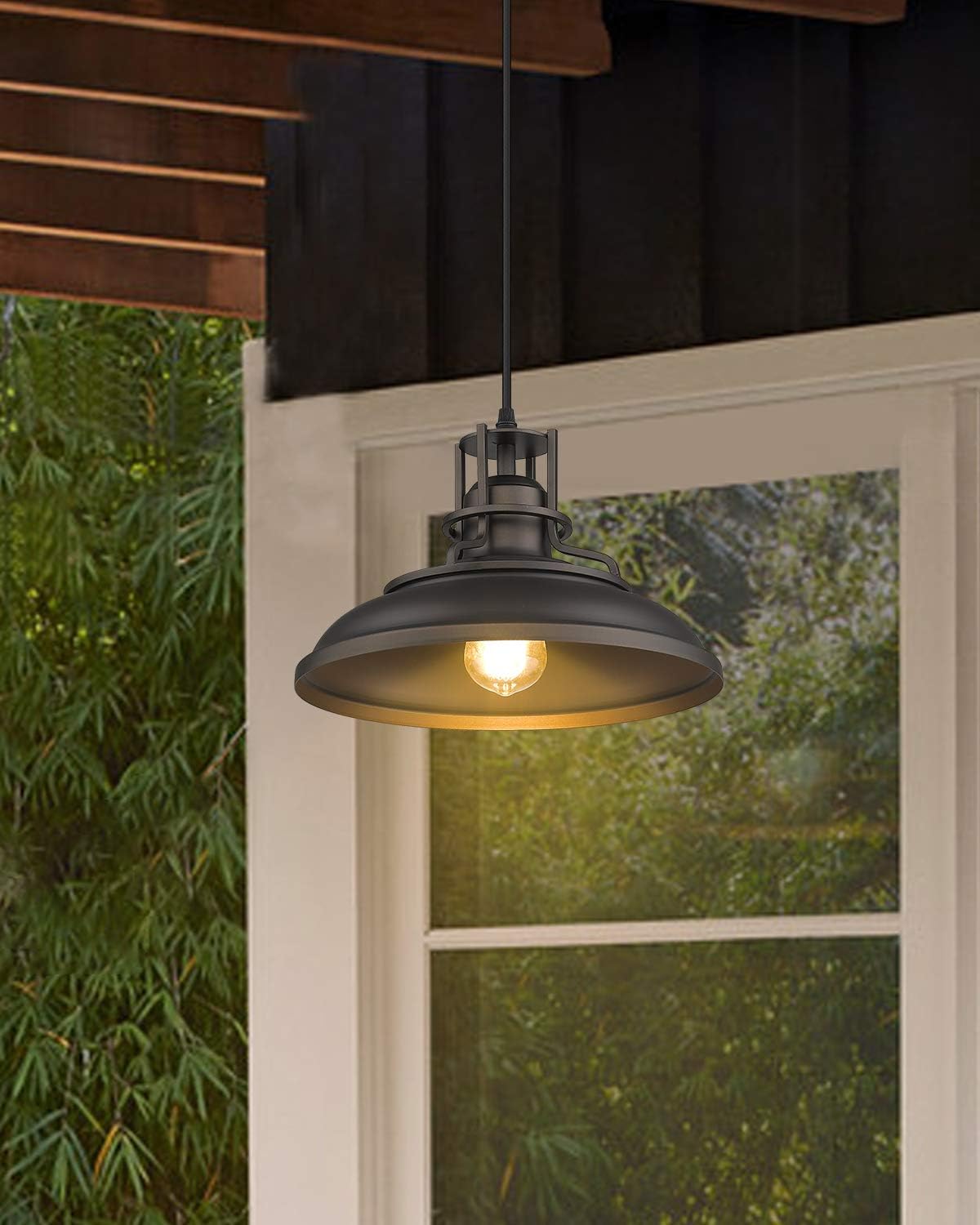 FEMILA Barn Pendant Light, Farmhouse Vintage Hanging Light Fixture Adjustable Height, Oil Rubbed Bronze Finish, 4FY15-MP ORB - - 
