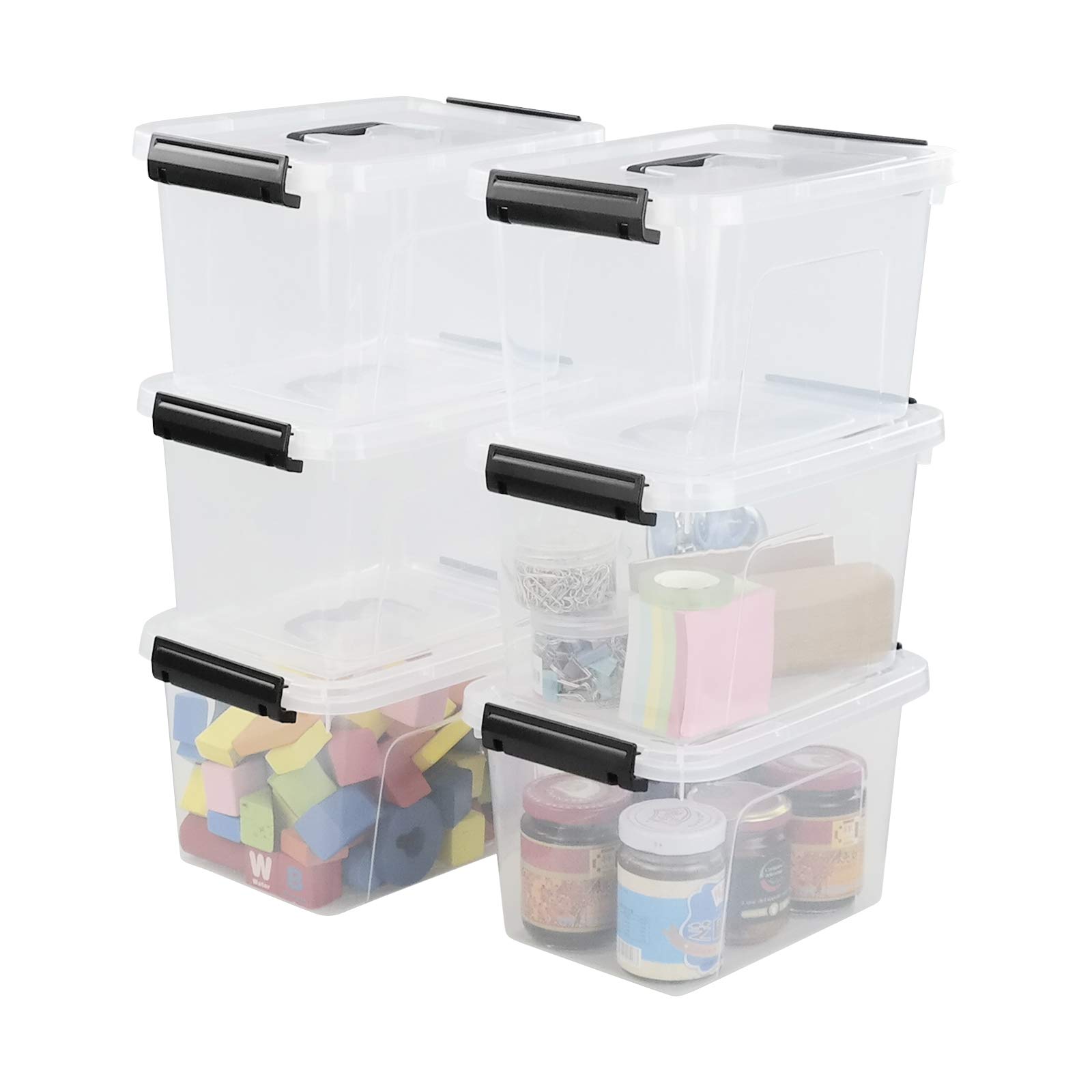 Zerdyne Set of 6 Clear Plastic Storage Box, 5 L Plastic Storage Latch Box