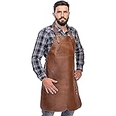 Angus Stoke Premium Leather Apron - Full Leather handcrafted BBQ, Working, Barber Apron - One-Cut Style, adjustable Chef`s apron Henry