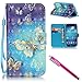 Galaxy S4 Case, Galaxy S4 Wallet Case, Firefish [Card Slots] [Kickstand] Flip Folio Wallet Case Synthetic Leather Shell Scratch Resistant Protective Cover for Samsung Galaxy S4 i9500-Butterfly