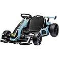 Nasitip 24V Electric Go Kart,300W Powerful Drift Kart for Kids, Electric Pedal Kart,with 300W Strong Motor, Drift/Sport Mode, Big Battery, Eva Tire,Length Adjustmen for Outdoor Racing Toy-Blue