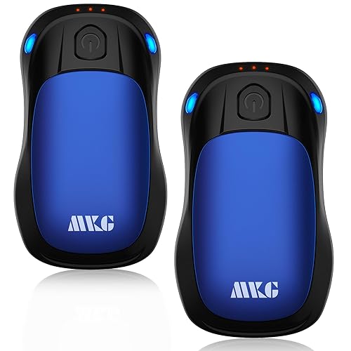 Hand Warmers Rechargeable, MKG 2 Pack Electric Handwarmers with 20Hrs Long Lasting and 3 Levels Quick Heating, Portable Pocket Hand Heater, Women Men Winter Gift for Hunting, Golf, Camping (Blue)