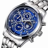 Mens Watches Fashion Sports Quartz Watch Stainless Steel Silver with Gold Strap Top Brand Luxury Simple Style Business Watch Waterproof 30M