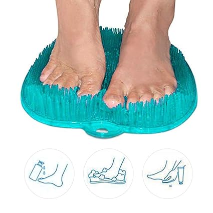 jumix Foot Scrubber with Non Slip Suction Cups - Massager Mat Foot Cleaner with Soft & Firm Bristles - Best for Cleaning Feet and Improving Foot Circulation