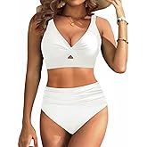 Women High Waisted Bikini Sets - Two Piece Tummy Control Swimsuits Cut Out Twist Bathing Suits 2025 Swimwear