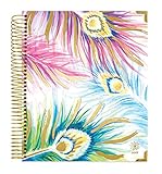 bloom daily planners 2018 Calendar Year Hard Cover Vision Planner - Monthly and Weekly Column Calendar View Planner - (January 2018 - December 2018) Peacock Feathers - 7.5