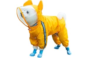 NANAKI Clear Small Dog Raincoat Jacket Hooded with Reflective Strip, Waterproof Pet Raincoat Slicker Hoodie for Dog with Leash Hole, Lightweight Breathable Pet Rain Poncho Cartoon for Small Dogs Puppies