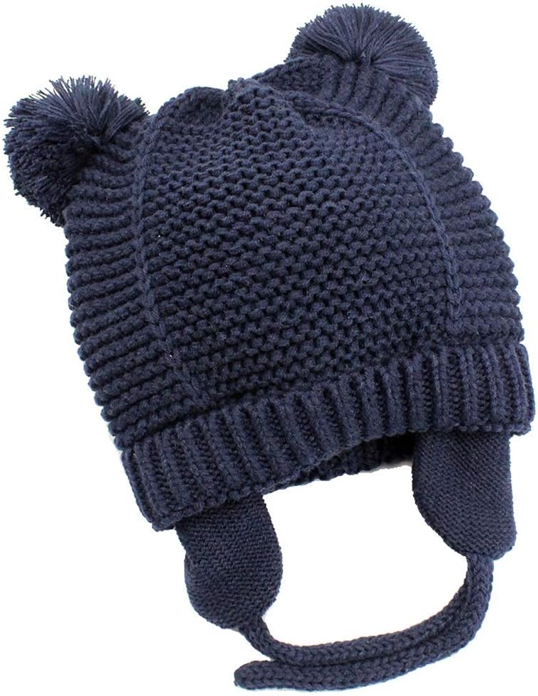 hibshaby Baby Beanie Warm Hat-Infant Boys Hat Cute Bear Knit Toddler Girls Earflap Soft Warm Fall Winter