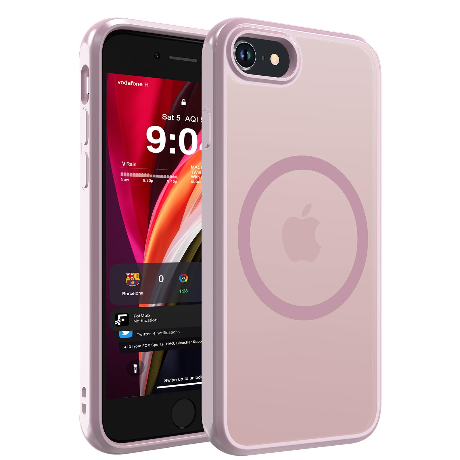 DEERLAMN Magnetic Matte Case for iPhone SE 2022/2020 4.7-Inch, [Compatible with MagSafe][Military Grade Drop Protection] Anti-Fingerprint Slim Translucent Shockproof Protective Phone Cover, Pink