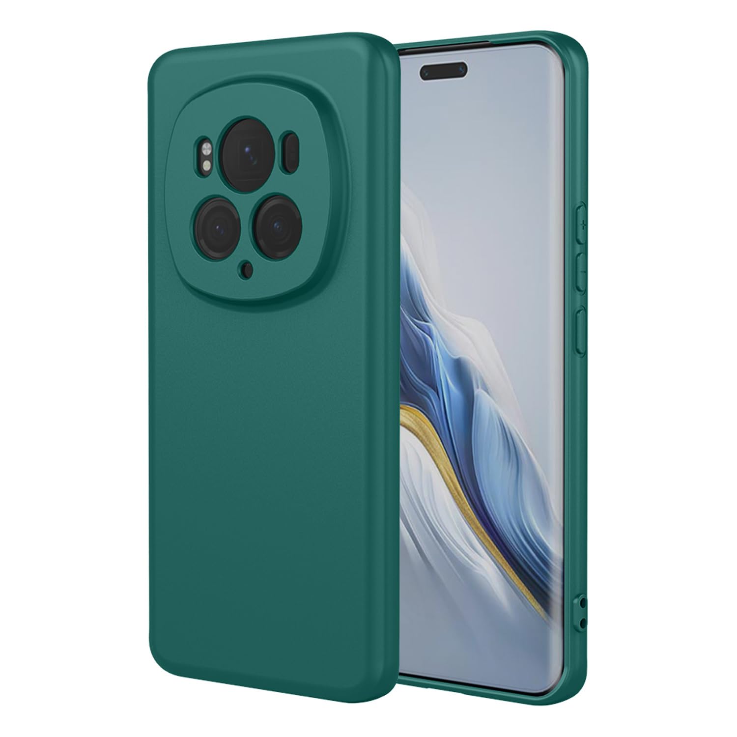 XINYEXIN Liquid Silicone Case for Honor Magic 6 Pro with Microfiber Lining Flexible Ultra Slim Fit Thin Back Cover Shockproof Protective Phone Case - Green