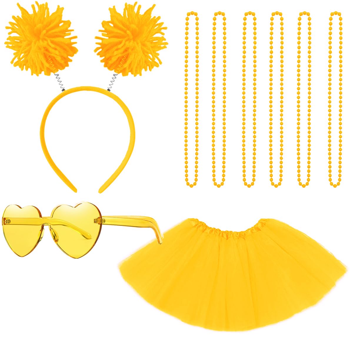 Photo 1 of Gionforsy Tutu Women 80s costume Yellow Accessories Spirit Day Tutu Costume Set for Spirit Week (Yellow)