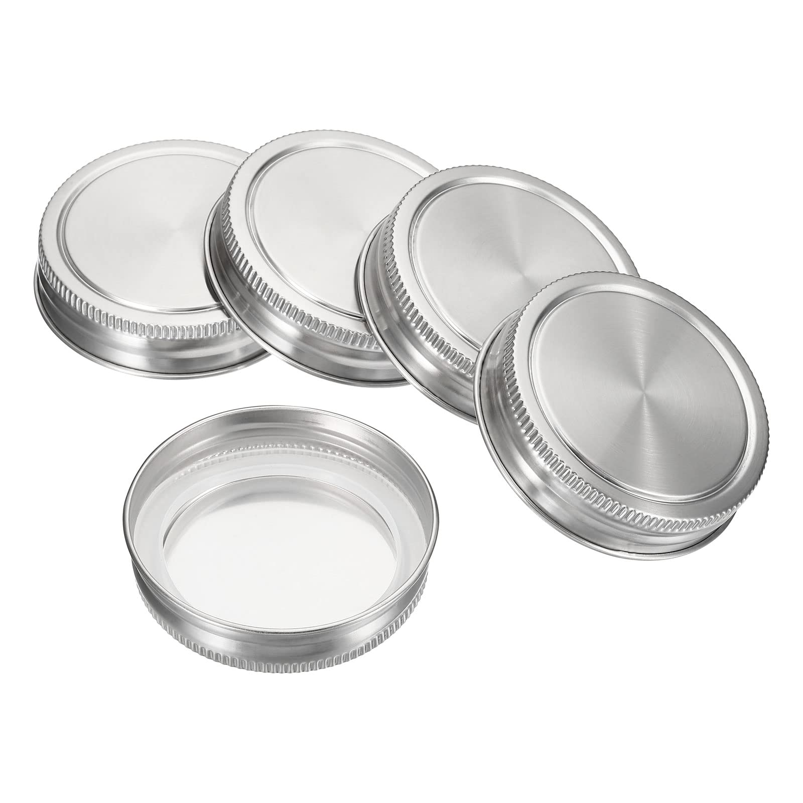 PATIKIL 70mm Regular Mouth Stainless Steel Mason Jar Lids, 1Set/5 Pack Canning Jars Caps with Silicone Sealing Ring for Kitchen Storage