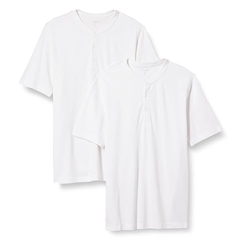 Amazon Essentials Short Sleeve Henley Shirt for Men - Regular-Fit Pique (Available in Big & Tall), Pack of 2, White, XX-Large