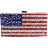 QMLGB Glitter Women Rhinestone Evening Bag Flag Clutch Purse Diamonds Shoulder Handbag for Prom Cocktail Party | Glitter, Rhinestone, Flag, Diamonds, for Prom, Cocktail Party