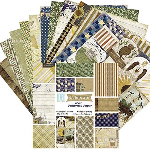cheerfulus 12 Designs Scrapbook Paper DIY Album Scrapbook Cards Paper Pack 6" x 6"