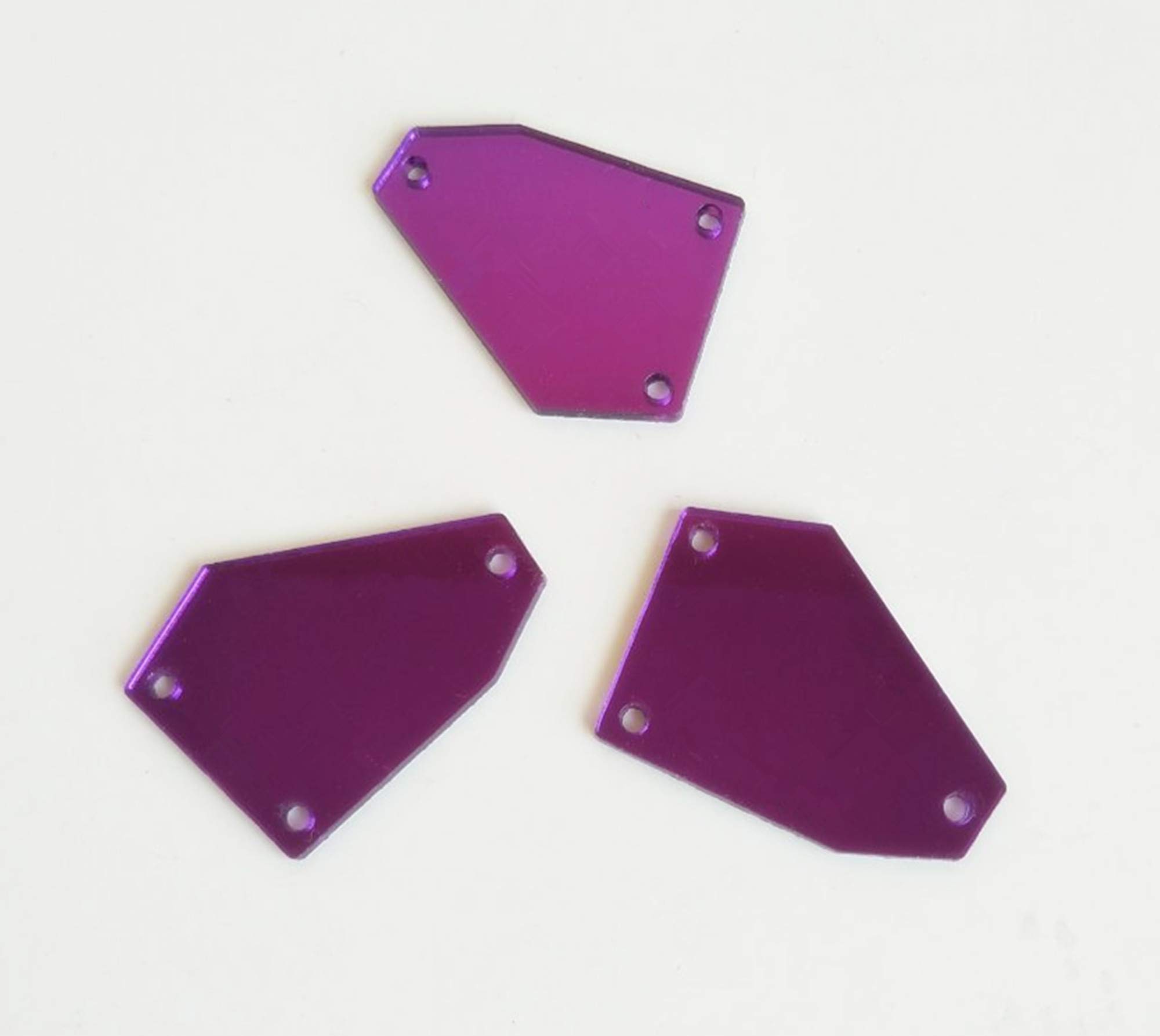 30PCS of Sew On Acrylic Irregular Mirror,DIY Mirrored Rhinestones for Costume Evening Dresses Cloth Garment Accessory 35MM (Purple, 35MM)