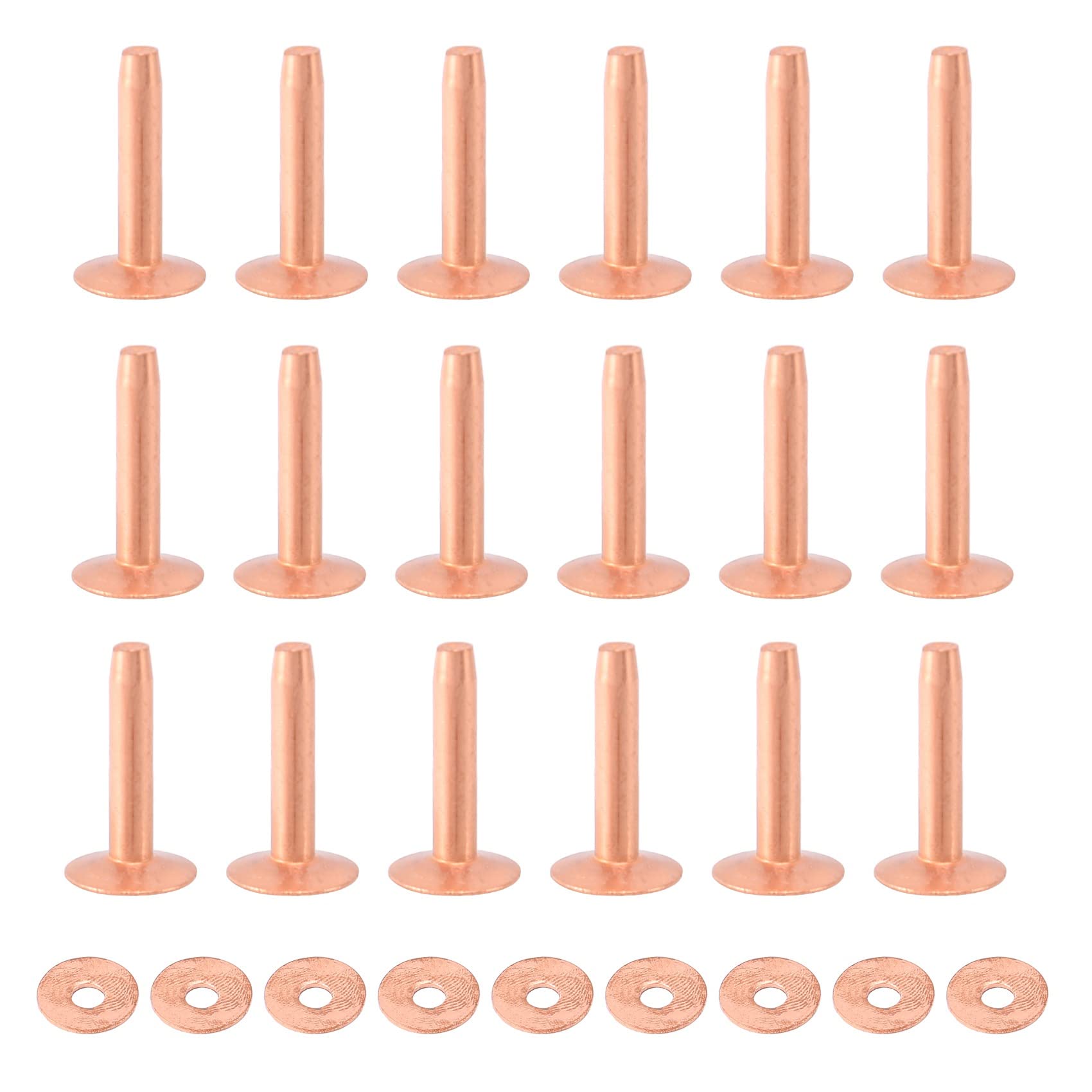 Hopbucan 100 Sets Copper Rivets and Burrs Washers Leather Copper Fastener for Wallets Collars Leather DIY Craft Supplies