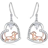 MEIDERBO Dachshund/Corgi Earrings 925 Sterling Silver Cute Dog Birthstone Dangle Earring Dachshund/Corgi Jewelry Gifts for Women Dachshund Lover