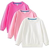3-Pack Girls Crewneck Sweatshirt Long Sleeve Cotton Pullover Tops Thin Sweatshirt for Kids(2-12 Years)