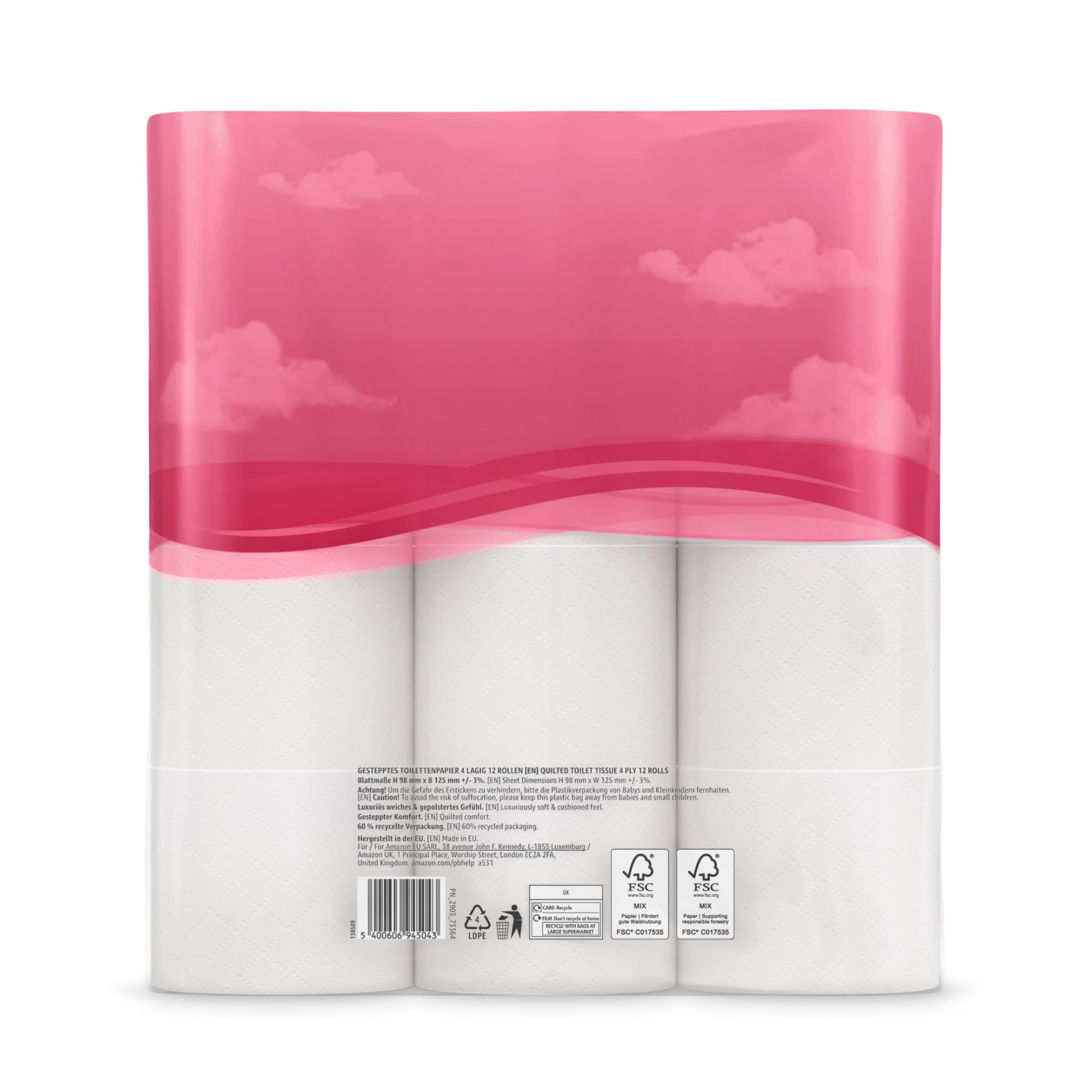 by Amazon Toilettenpapier, 4-lagig Gestepptes, Besonders Weich, 48 Rollen (12 Rollen, 4-er Pack), 160 Blätter pro Rolle, FSC-Zertifiziert 7