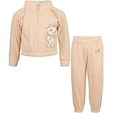 Magic Threadz Disney Clothes Baby Girls Quarter-Zip Fleece Pullover & Pants Set – Minnie Mouse, Marie & Stitch (12M–24M)