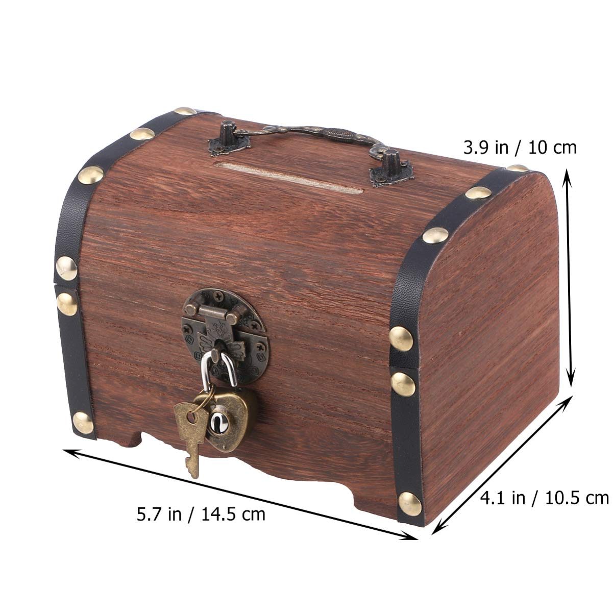 Piggy Bank: Vintage Wood Treasure Chest Rustic Small Wooden Box Decorative Coin Bank Money Bank Money Saver Storage Box for Wedding Home Decor