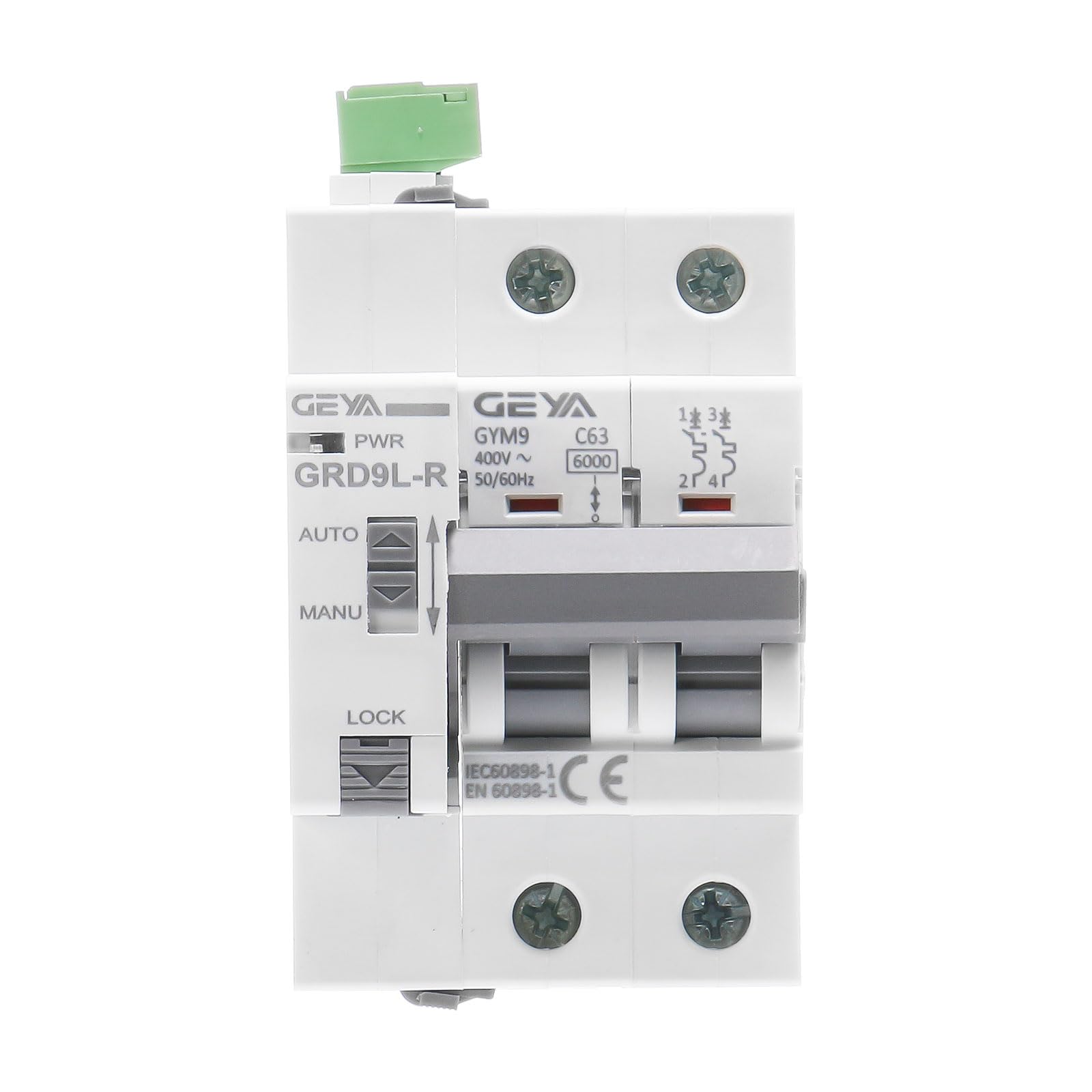 GEYA Auto recloser Device Coupled with Miniature Circuit Breaker Self-Reclosing MCB Device Smart Home (Auto Recloser AC220V+2P-MCB-63A)