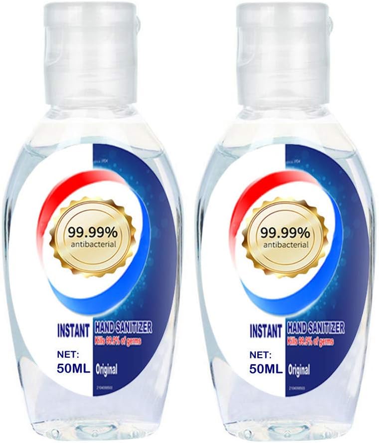 SHY Instant Antibacterial Hand Sanitizer Gel - Travel Size Disposable Hand Sanitizer, Rinse Free Hand Soap Gel For Adults & Children - Soft and Non-irritating (2pc Blue)