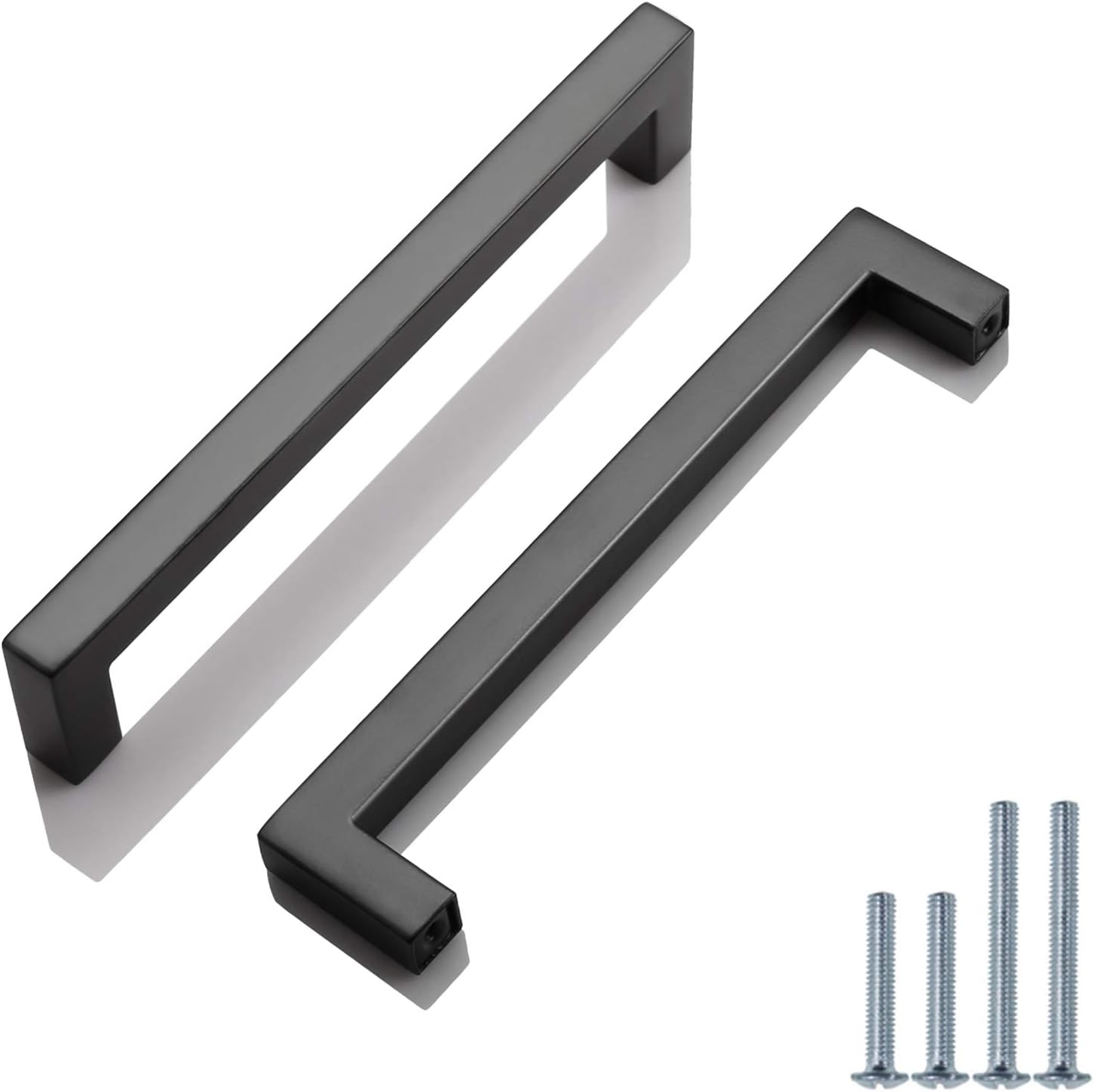 PinLin 10 Pack Kitchen Cabinet Door Handles Stainless Steel Bedroom Drawer Cupboard Pulls Hole Centre 160mm Width 12mm Black Square T Bar Handle