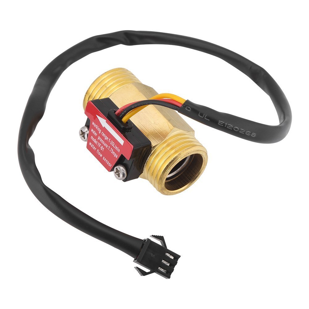 1pc G1/2'' Electric Magnetic Turbine Water Flow Meter Brass Inline Hall Flow Sensor Switch External Threaded 1-25L/min