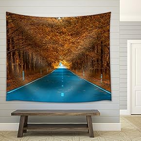 Autumnal Alley - Fabric Wall Tapestry Home Decor - 51x60 inches