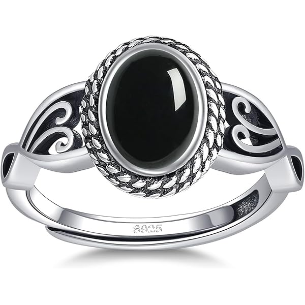 Amazon.com: Cuteshop zx194 正品女款925 純銀戒指橢圓形切割天然波希