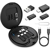 USB Adapter Kit With USB C 3.0 OTG， USB to USB C Adapter，USB C to iOS, Micro USB to USB C Adapter，Multi 1FT USB C Charging Cable Kit (6 in 1) with Card Storage, Eject Pin, Esp. For Travel (Black)