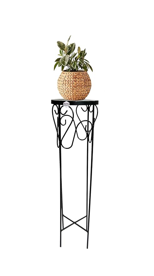GIG Handicrafts Modern Iron Plant Stand Without Planter, Corner Plant Stand, Kitchen Dining Table Pot Stand for Living Room Decor Home Decor Balcony Outdoor (20 cm x 20 cm x 71 cm, Black)