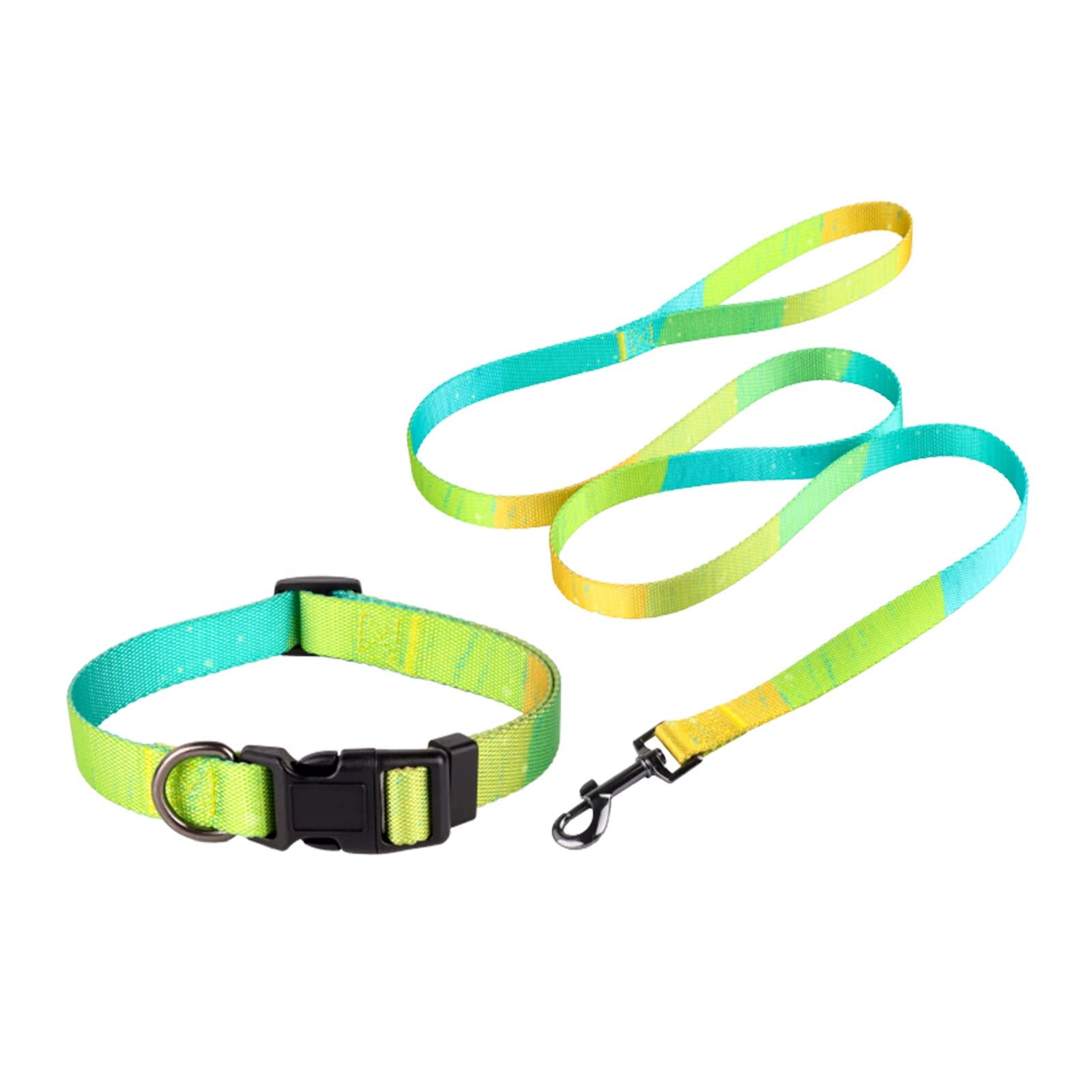 Dog Collar and Lead Set (1.5m), MYPETAGS Puppy Collar and Lead Sets, Durable Collar Leash Matching, Safety Release Adjustable Dog Collars for Small Medium Large Dog (Green, L)