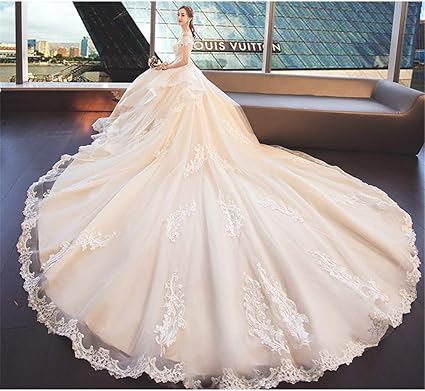 Robe De Mariee Robes De Mariee Dame Marier Mode Hors Epaule Longue Traine Princesse Rever Robes Elegantes Fete Amazon Fr Sports Et Loisirs