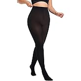 oeat Plus Size 80D Black Opaque Tights for Women - Queen Size Soft Control Top Pantyhose