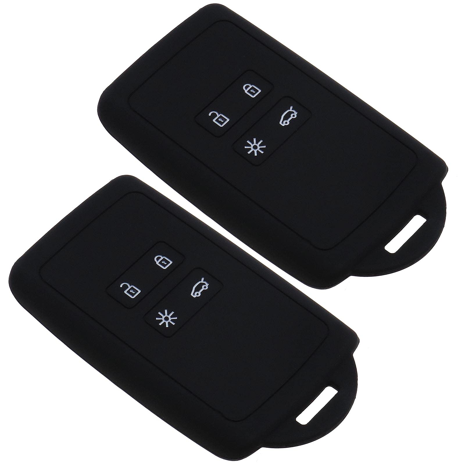 ECSiNG 2Pcs Car Remote Control Key Cover Compatible with Renault Megane Clio Captur 4 Button Car Key Smart Key with Built-in Eyelet Silicone Black Car Key Accessories