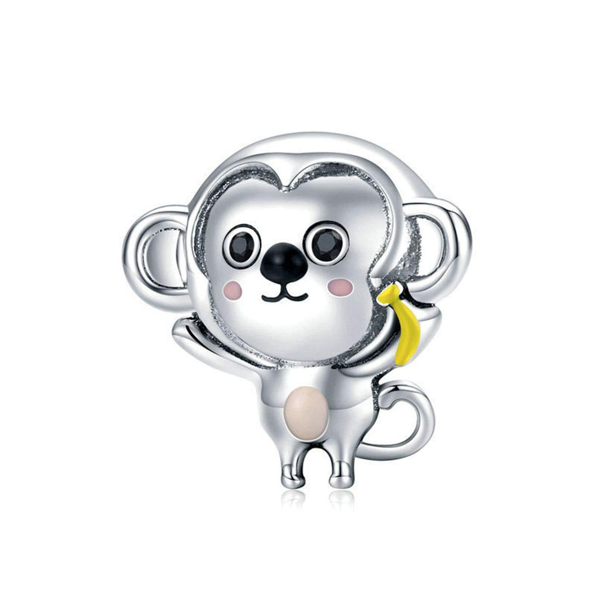 YiRong Jewelry Monkey Charm 925 Sterling Silver Animal Charm for Pandora Charm Bracelet
