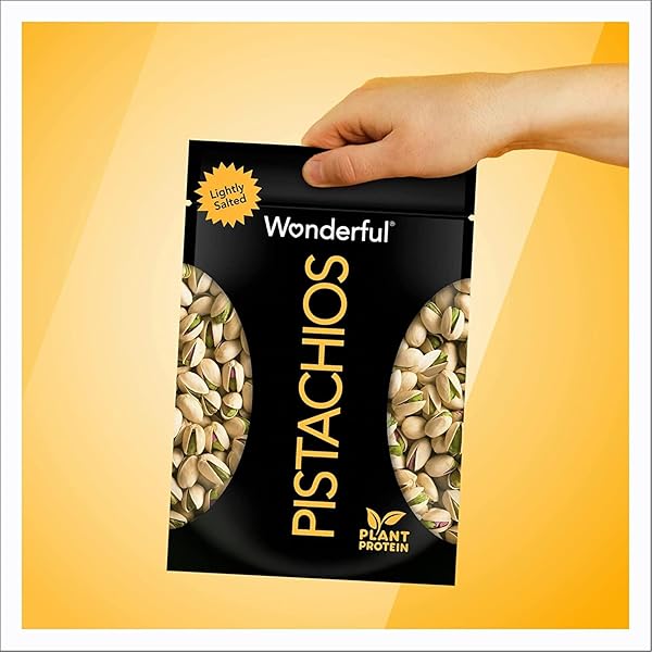WONDERFUL PISTACHIOS IN SHELL, LIGHTLY SALTED NUTS, 16 OUNCE RESEALABLE BAG, PROTEIN SNACKS, GLUTEN FREE, HEALTHY FOOD, OFFICE SNACKS