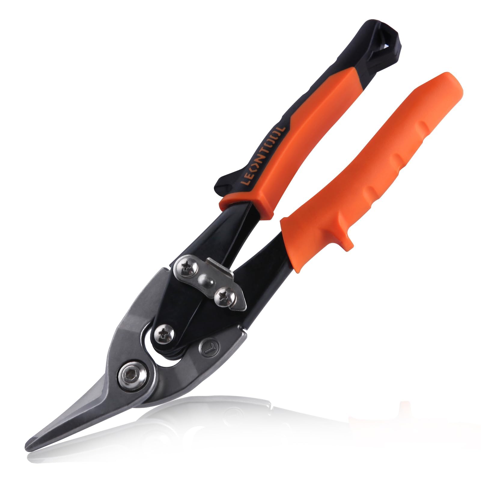 LEONTOOL 10" Tin Snips for Cutting Metal Sheet Left Cut Aviation Snips with Safety Latch and Non-Slip Handle, Heavy Duty Metal Shears Metal Cutters Metal Cutting Tool Metal Snips, Cr-Mo Steel Blade