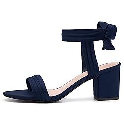Womens Open Toe Ankle Tie Back Low Block Chunky