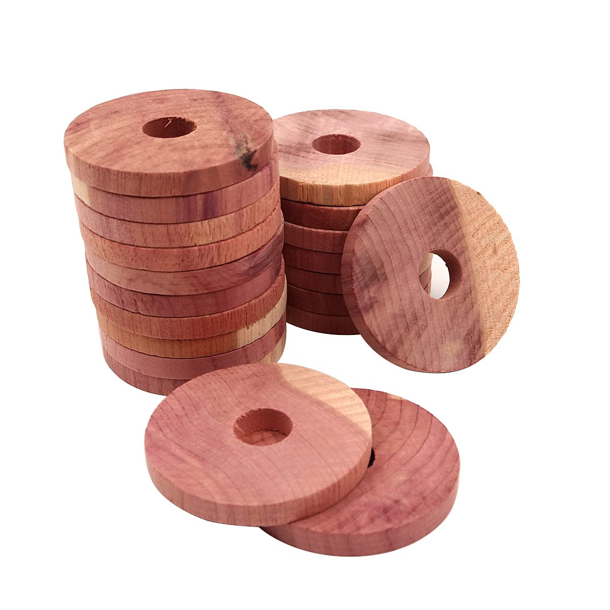 Hsthe Sea 20pcs Cedar Wood Moth Repellent, Natural Anti Moth Repellent Cedar Blocks Clothes Protection, Storage Accessories Cedar Rings Wardrobes Drawers Freshener Rings