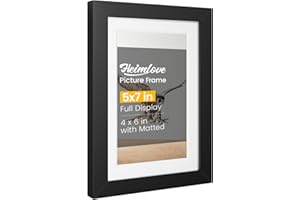 Heimlove 5x7 Picture Frames with Mat to Display 4x6 Picture,Plastic Black Photo Frame for Poster,Diploma,Certificate and Document with Tabletop and Wall Decor