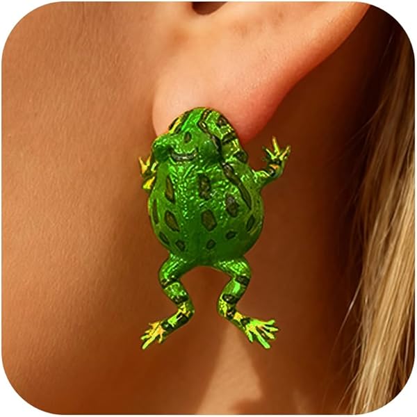 BriLove Frog Stud Earrings - 925 Sterling Silver Animal Jewelry For Women (3D Frog Design)