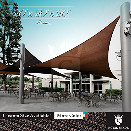 Royal Shade 20′ x 20′ x 20′ Brown Triangle Sun Shade Sail Canopy Outdoor Patio ...
