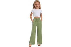 Girls Wide Leg Flowy Pants Summer Lightweight Trousers High Elastic Waist Loose Casual Pants for Kids 4‐15Y Palazzo Pant