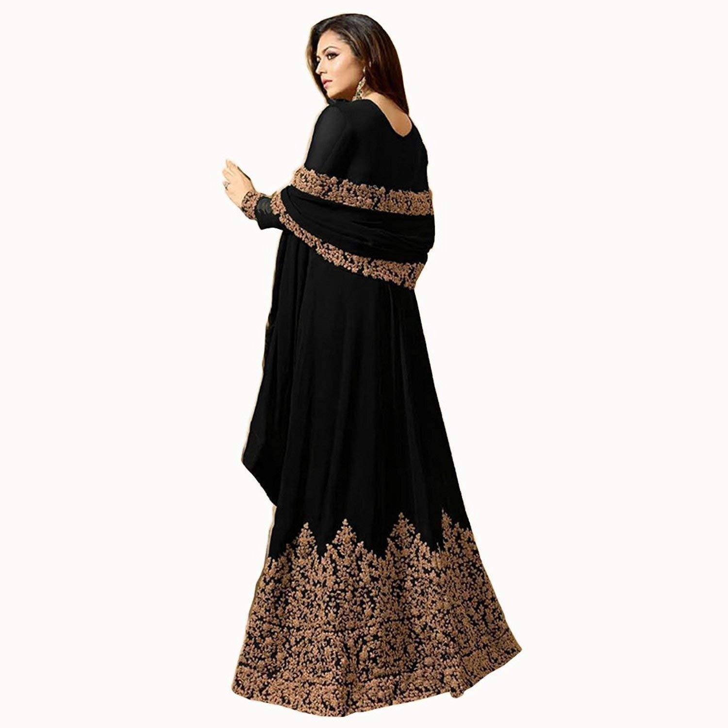 jay ambe textiles women's net heavy embroidered semi stitched anarkali gown