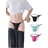 WOWSKY Men's Nylon Thongs - Seamless T-Back, Sexy Low Rise Briefs, G-String Bulge Pouch Underwear Black