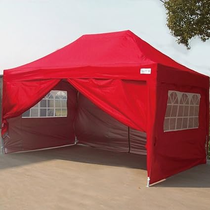 Quictent 3x4 5 Meter Red Pop Up Gazebo Silvox Coated Sidewalls And